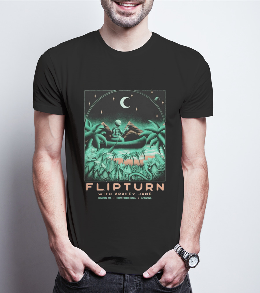 FLIPTURN With Spacey Jane MGM Music Hall Boston 6 4 2026 Art Alien Canoe Scene T-Shirt