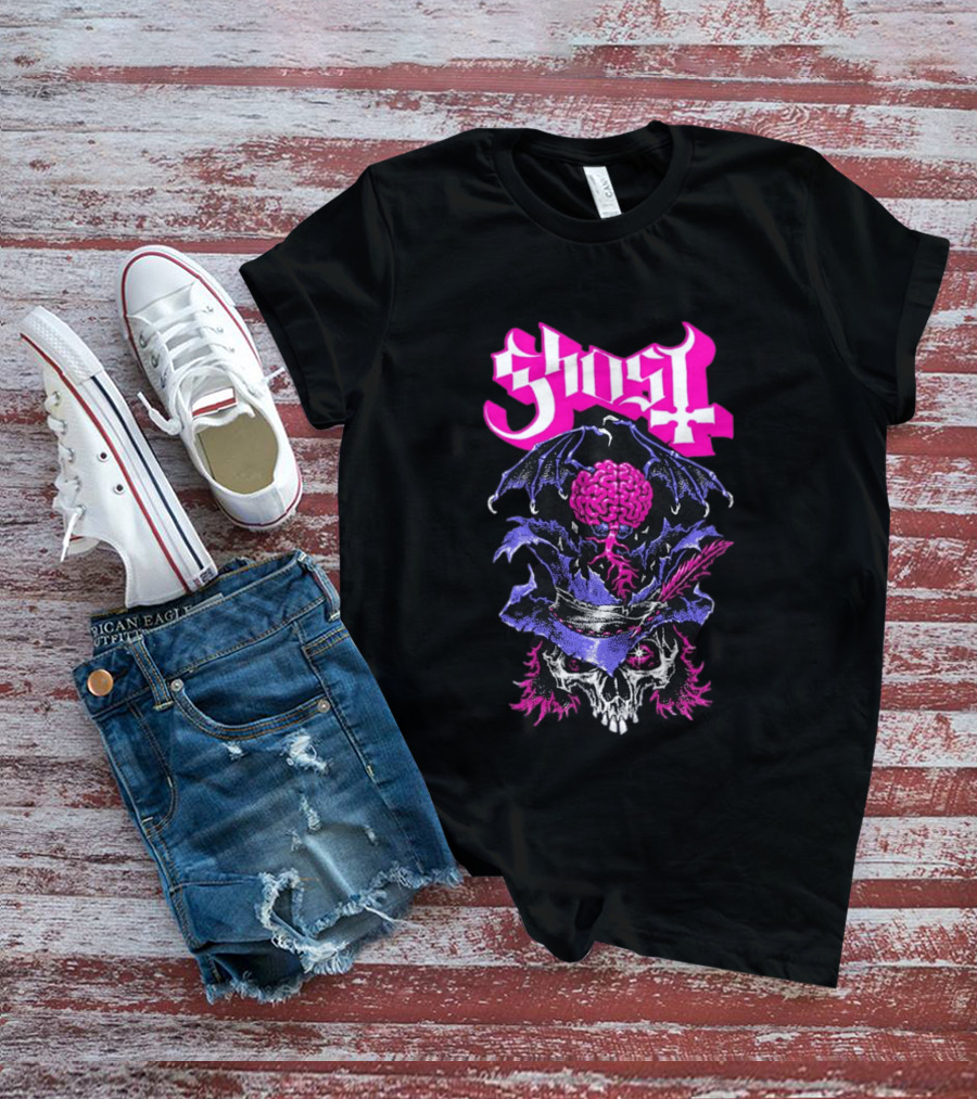 Ghost Bat Brain Skeleton Tour T-Shirt