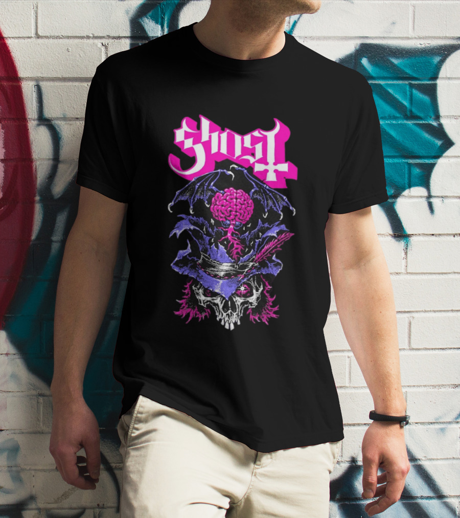 Ghost Bat Brain Skeleton Tour T-Shirt