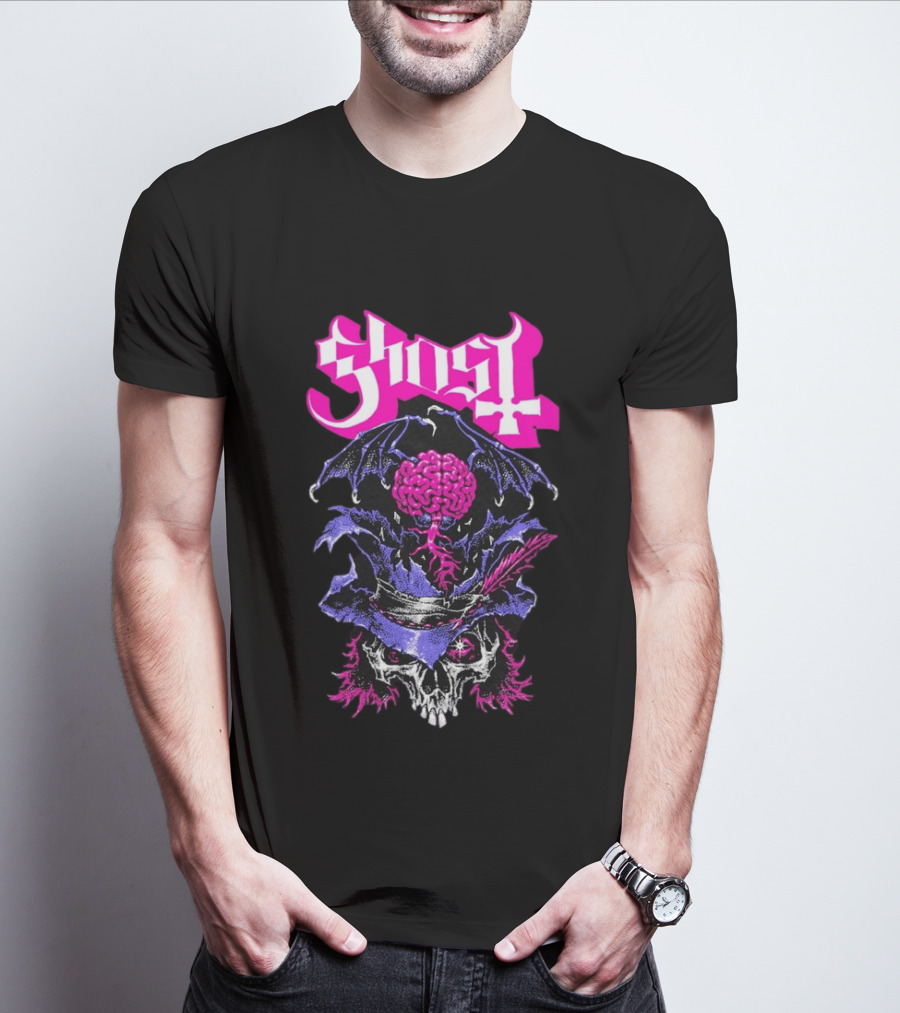 Ghost Bat Brain Skeleton Tour T-Shirt