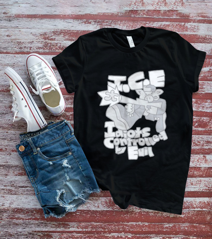 I.C.E Idiots Controlled By Evil Shooter Character With Gun T-Shirt