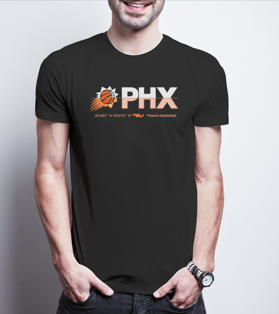 PHX Valley Basketball 33.448° N 112.074° W Phoenix Basketball T-Shirt