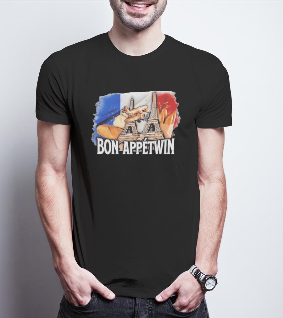 Bon Appetwin French Baguettes Eiffel Tower Paris Flag T-Shirt