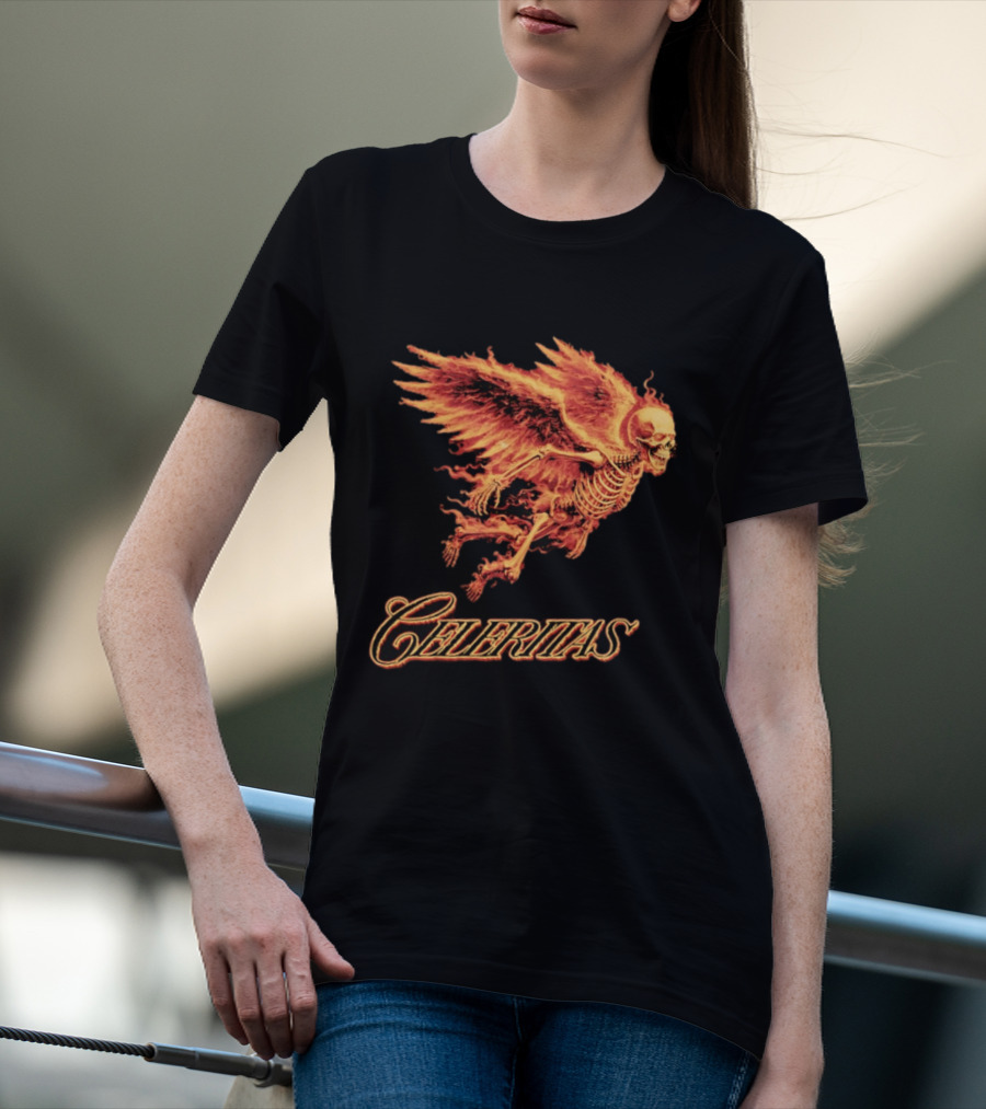 Celeritas Flaming Angel Skeleton Wings 2026 Speed T-Shirt