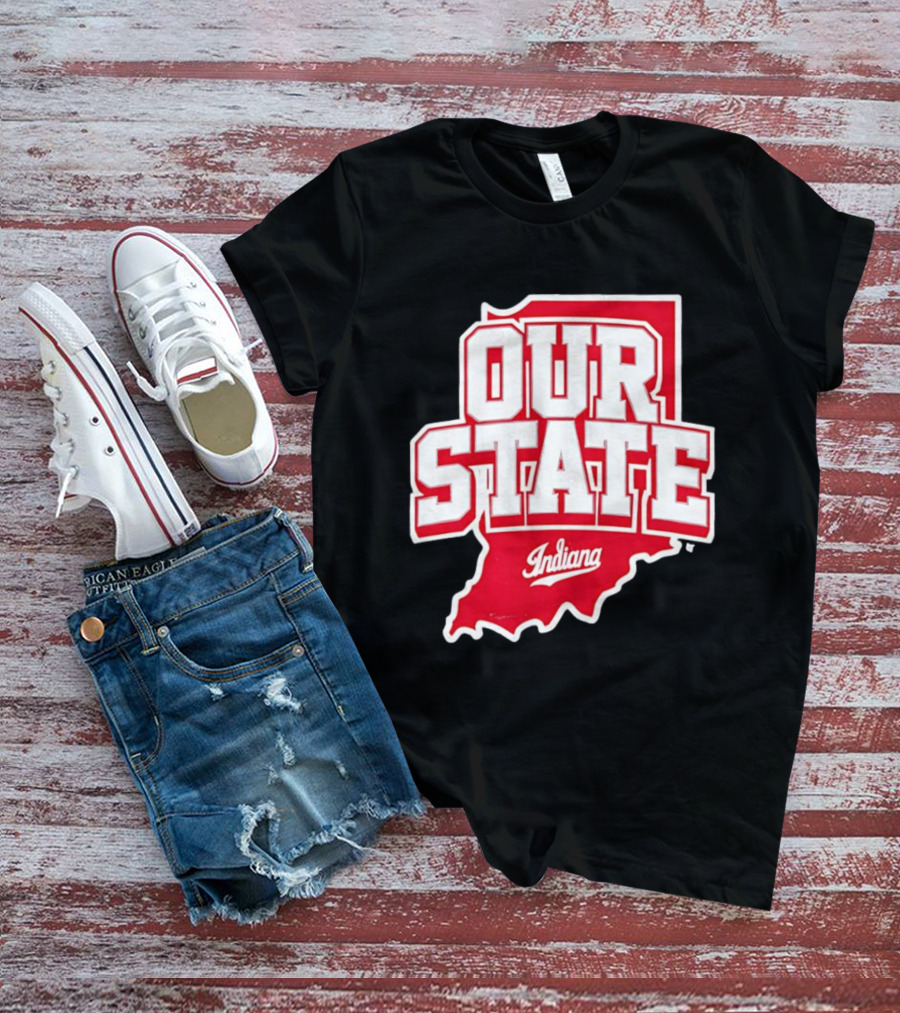 Our State Indiana Red Map College Sports Indiana T-Shirt