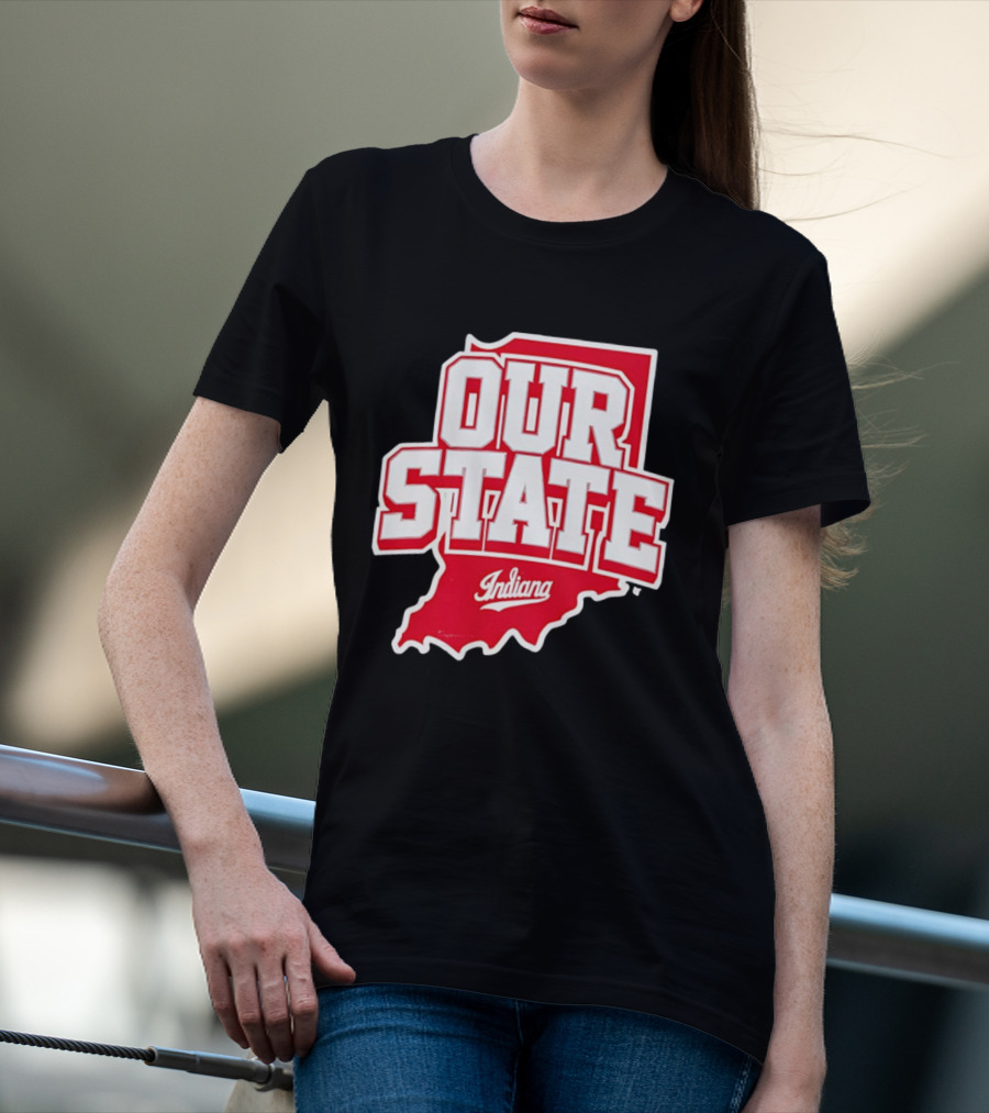 Our State Indiana Red Map College Sports Indiana T-Shirt