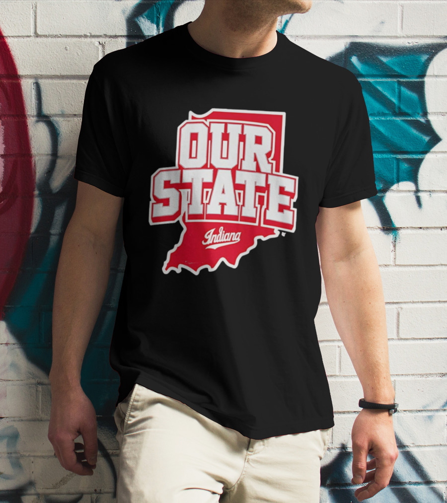 Our State Indiana Red Map College Sports Indiana T-Shirt