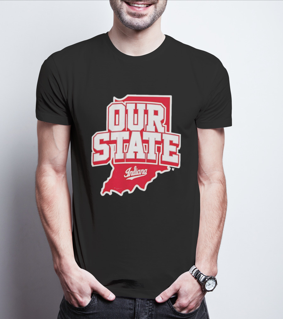 Our State Indiana Red Map College Sports Indiana T-Shirt