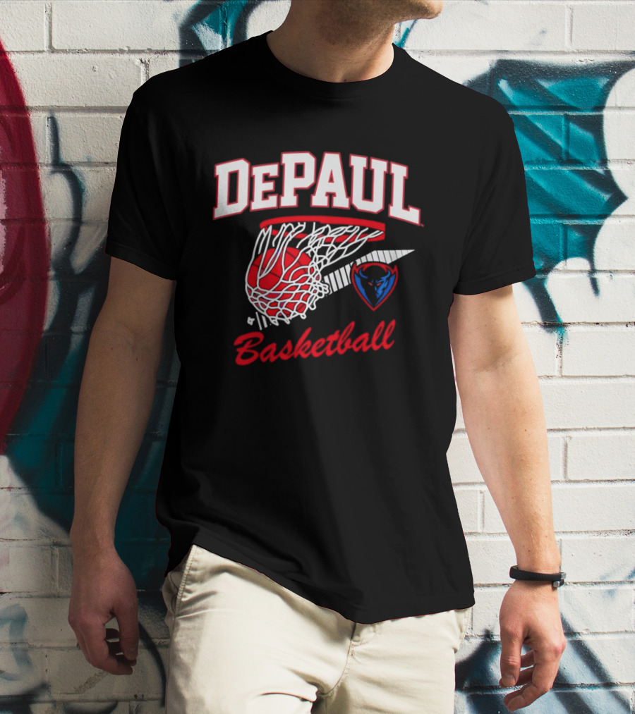 DePaul Blue Demons Basketball Hoop Throwback T-Shirt