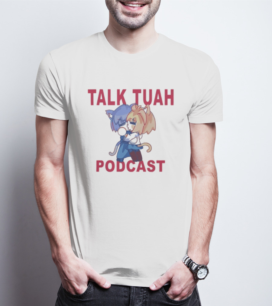 Talk Tuah Podcast Cute Anime Cat Characters Hugging T-Shirt