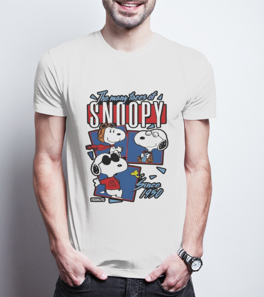 The Many Faces Of Snoopy Joe Cool Aviator Since 1950 T-Shirt