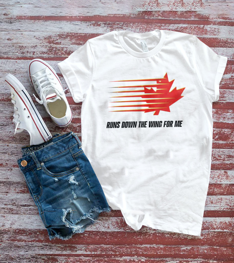 Runs Down The Wing For Me Red Streaks Maple Leaf T-Shirt