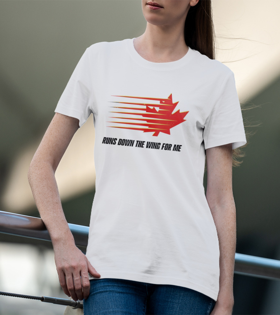 Runs Down The Wing For Me Red Streaks Maple Leaf T-Shirt