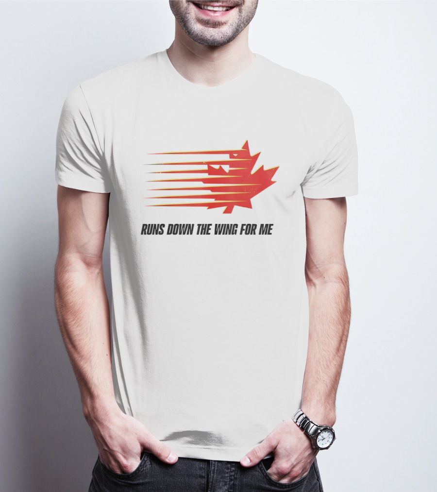 Runs Down The Wing For Me Red Streaks Maple Leaf T-Shirt