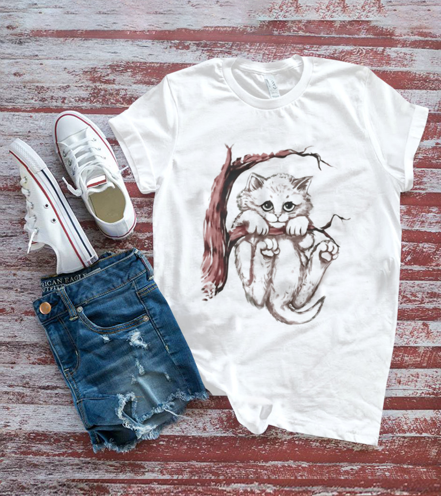 Hang In There Baby Cat On A Branch T-Shirt