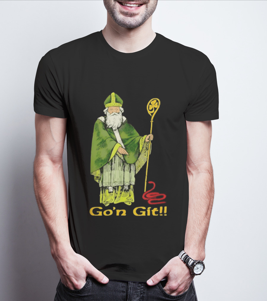 Go'n Git St Patrick Vintage Illustration With Staff And Smoke T-Shirt