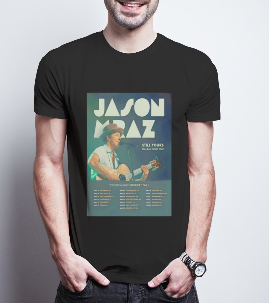 Jason Mraz Still Yours 2026 East Coast Tour Gregory Page Special Guest T-Shirt