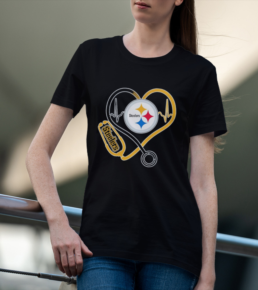 Nurse Heart Stethoscope Pittsburgh Steelers T-Shirt