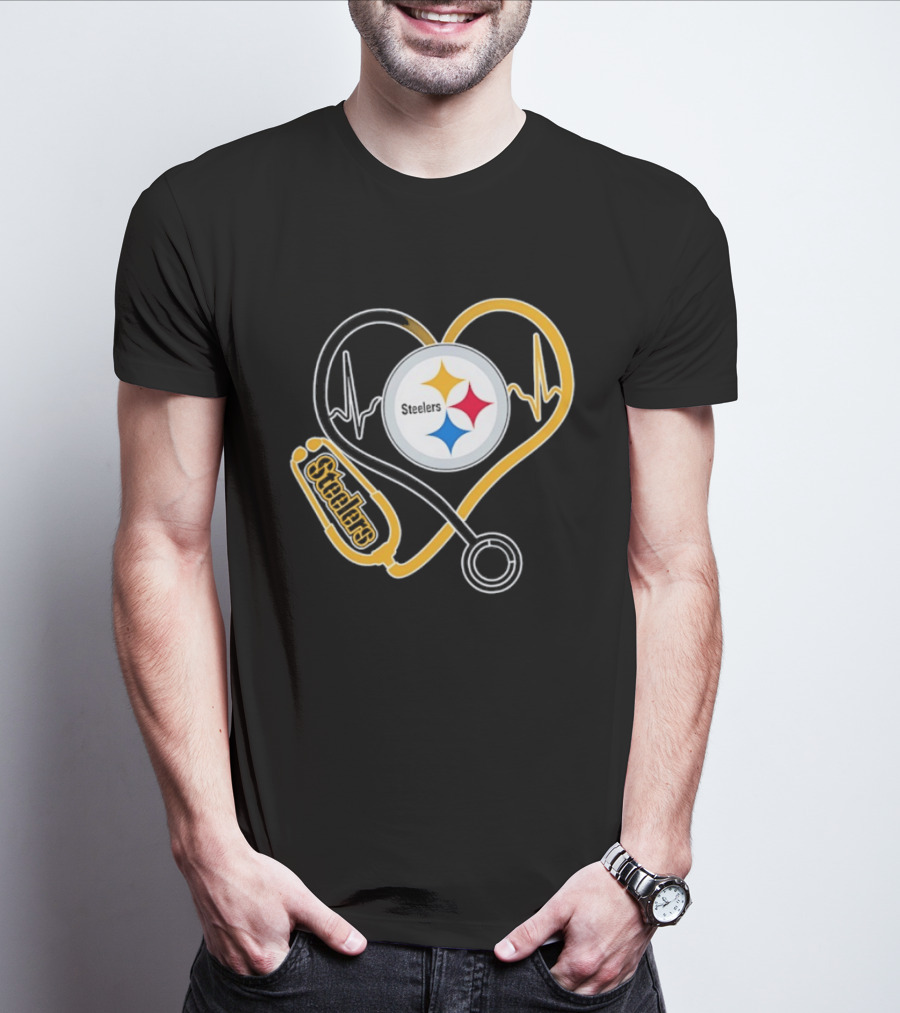 Nurse Heart Stethoscope Pittsburgh Steelers T-Shirt