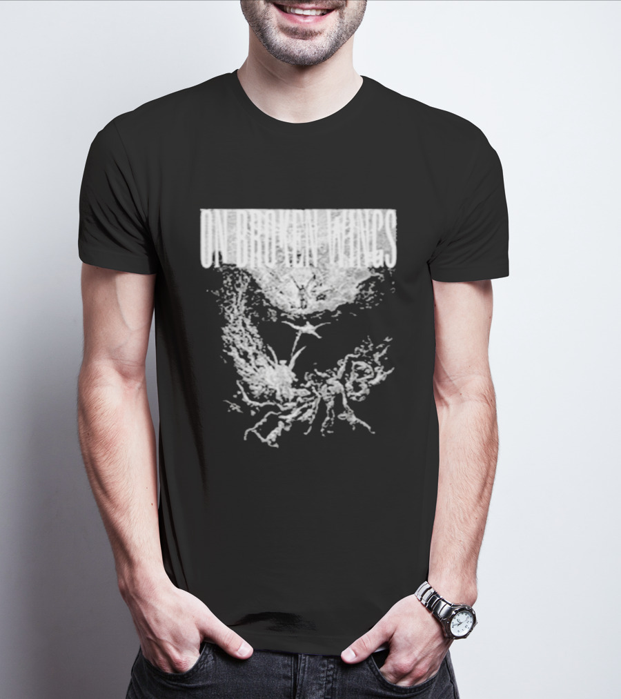 On Broken Wings Fallen Angel White Grunge T-Shirt