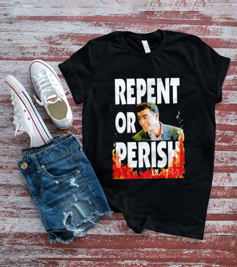 Repent Or Perish Luigi Fire Flame Luke 13:3 5 T-Shirt