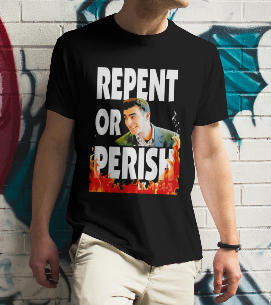 Repent Or Perish Luigi Fire Flame Luke 13:3 5 T-Shirt