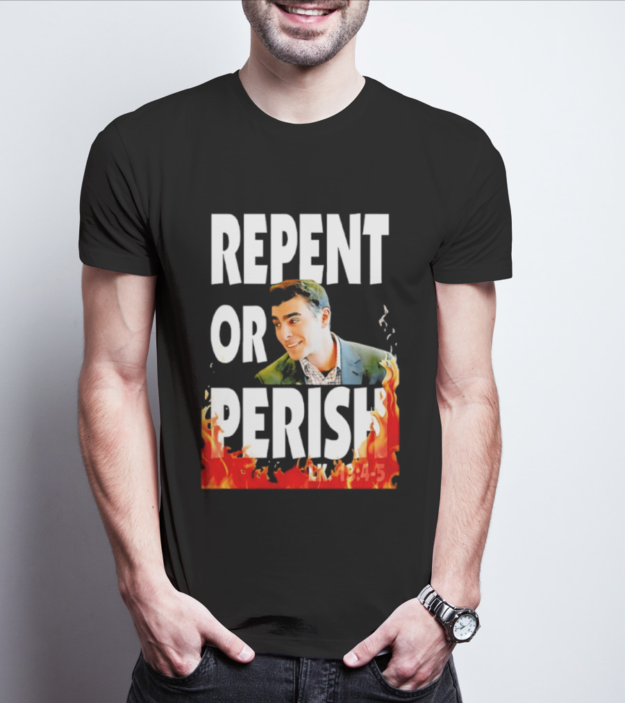Repent Or Perish Luigi Fire Flame Luke 13:3 5 T-Shirt