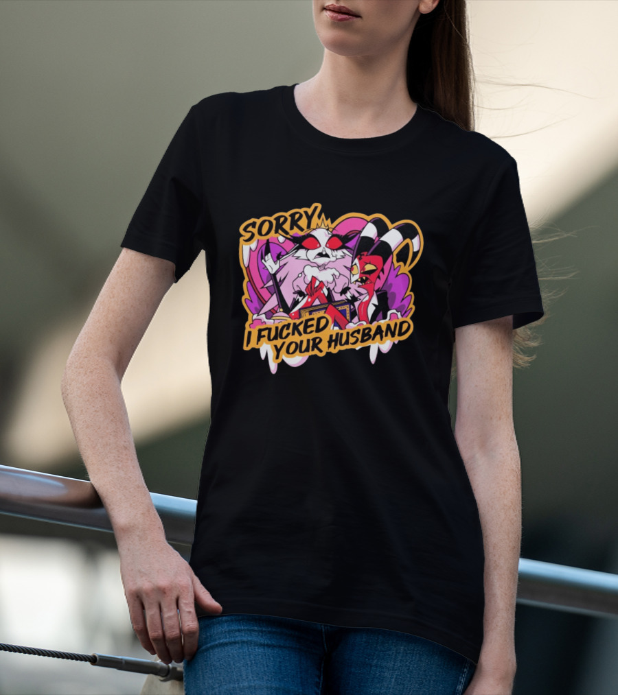 Sorry I Fucked Your Husband Characters With Purple And Red Comic T-Shirt