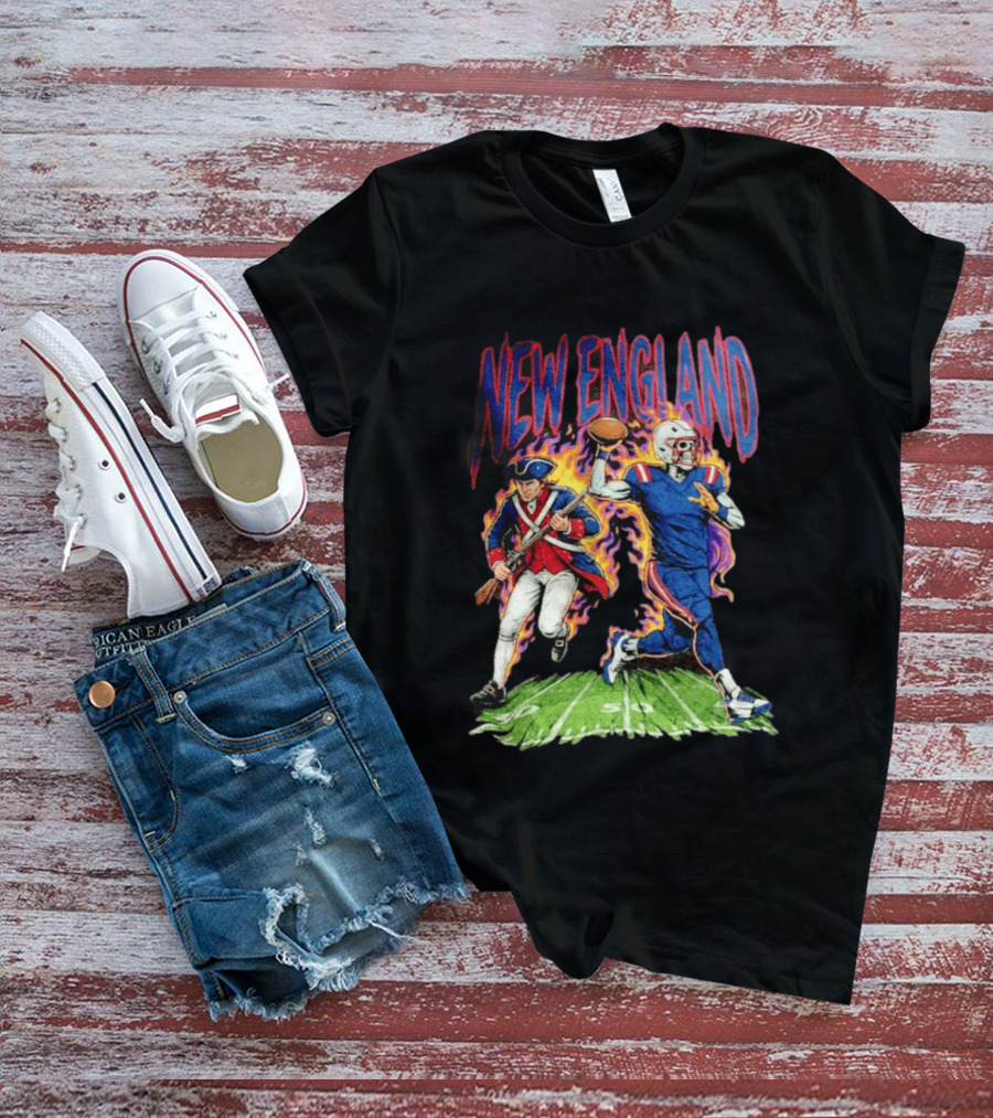 New England Patriots Skeleton Football Game Day Fan T-Shirt