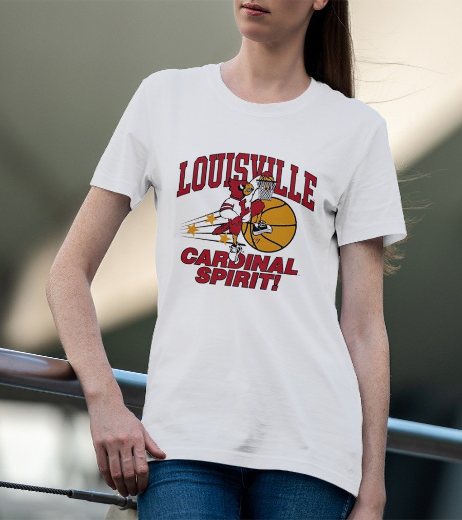 Louisville Cardinal Spirit Basketball Dunking Stars T-Shirt