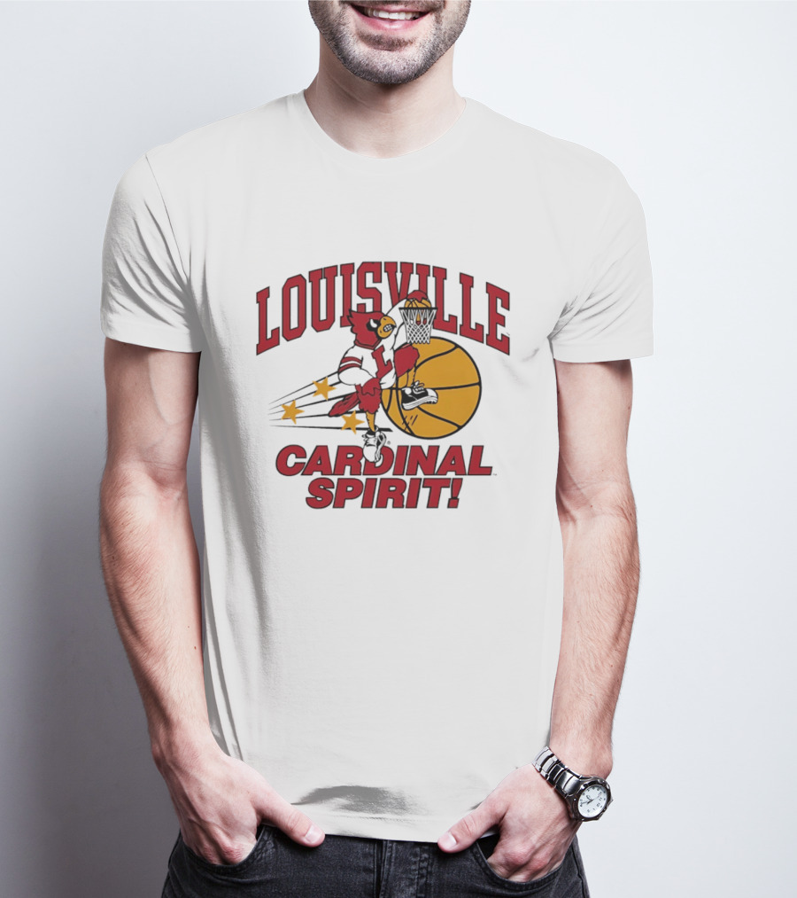 Louisville Cardinal Spirit Basketball Dunking Stars T-Shirt