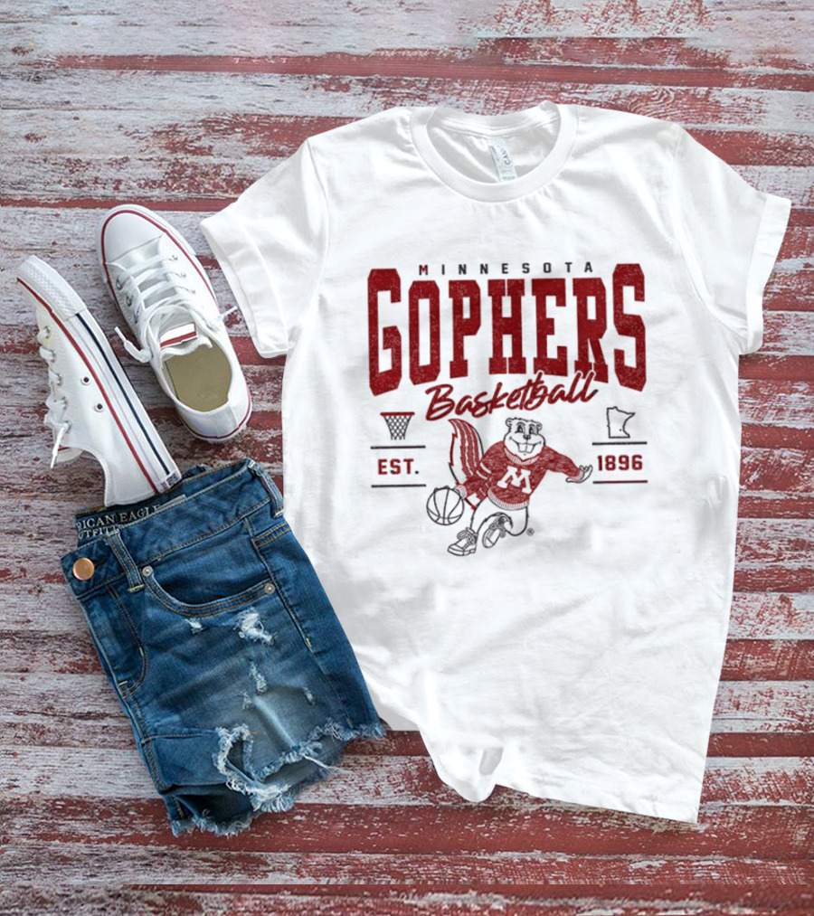 Minnesota Gophers Basketball Est 1896 Goldy Gopher Dribbling Ball T-Shirt