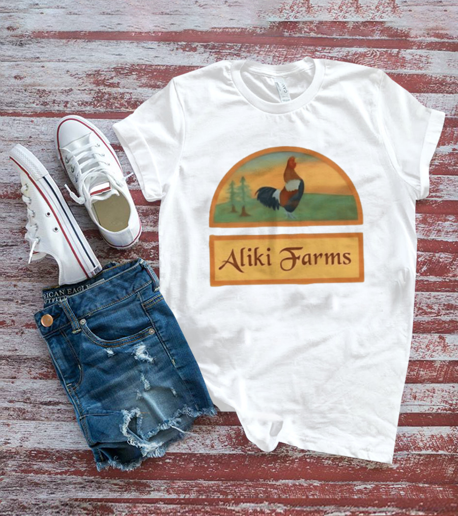 Aliki Farms Rooster Scene With Trees T-Shirt