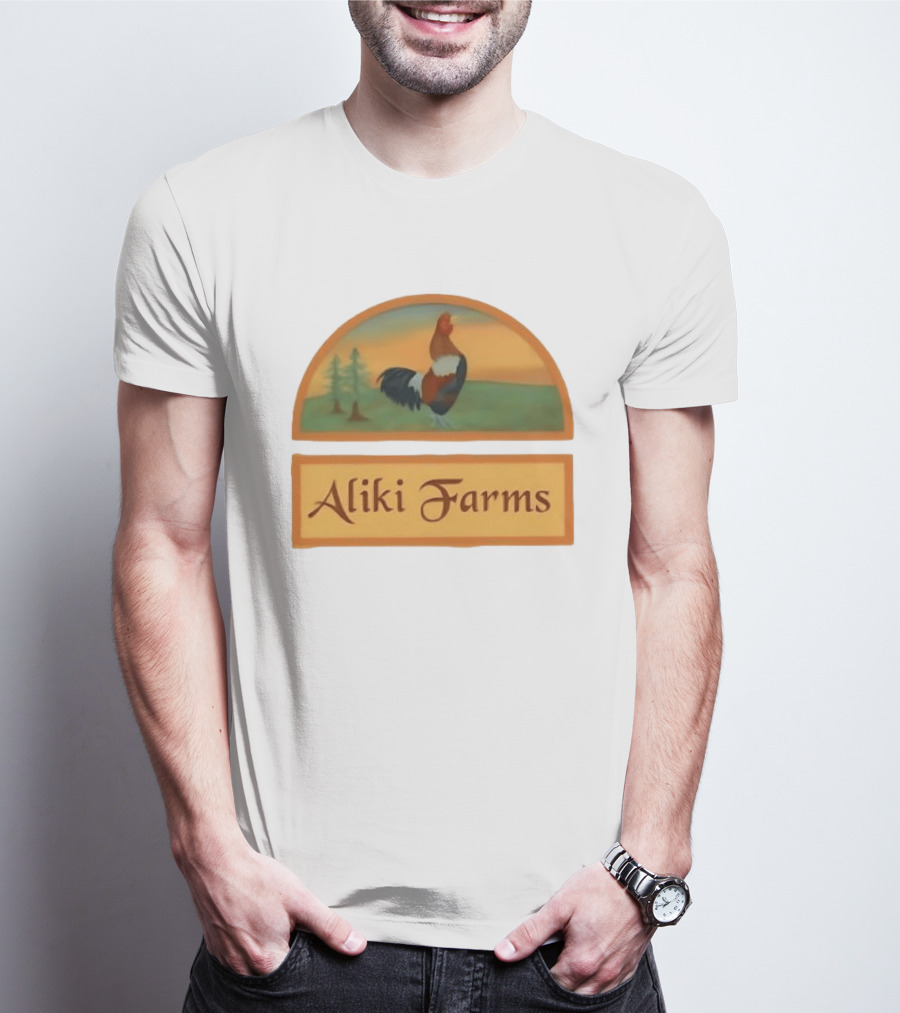 Aliki Farms Rooster Scene With Trees T-Shirt