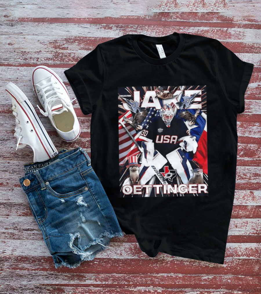 Jake Oettinger USA Hockey Olympics Dallas Stars Bauer T-Shirt