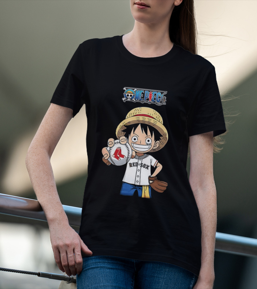 One Piece Boston Red Sox 2026 Luffy Baseball Collab T-Shirt