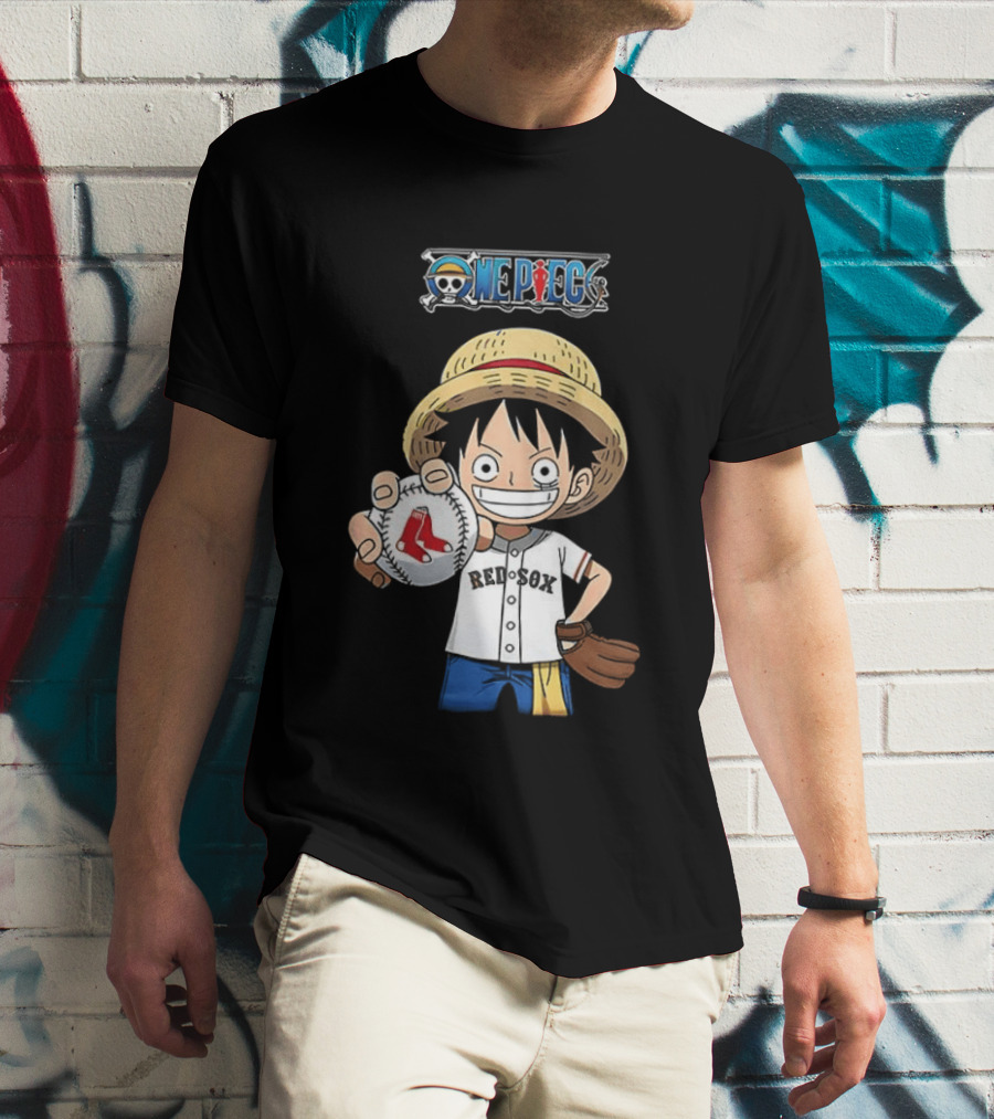 One Piece Boston Red Sox 2026 Luffy Baseball Collab T-Shirt