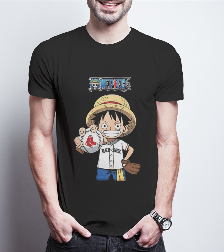 One Piece Boston Red Sox 2026 Luffy Baseball Collab T-Shirt