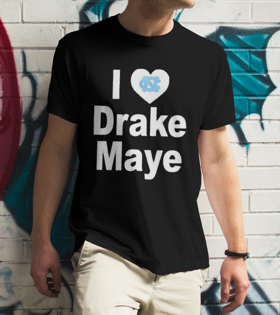 UNC Tar Heels I Love Drake Maye Heart T-Shirt