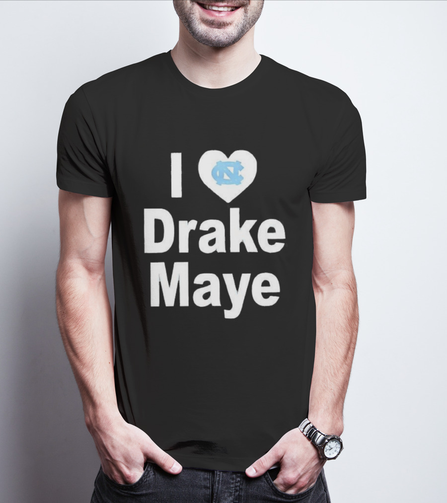 UNC Tar Heels I Love Drake Maye Heart T-Shirt