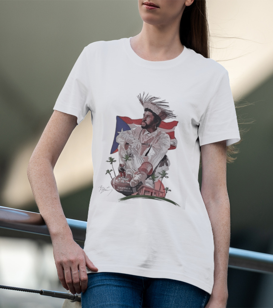 Bad Bunny Together We Are America Puerto Rican Flag Taino T-Shirt
