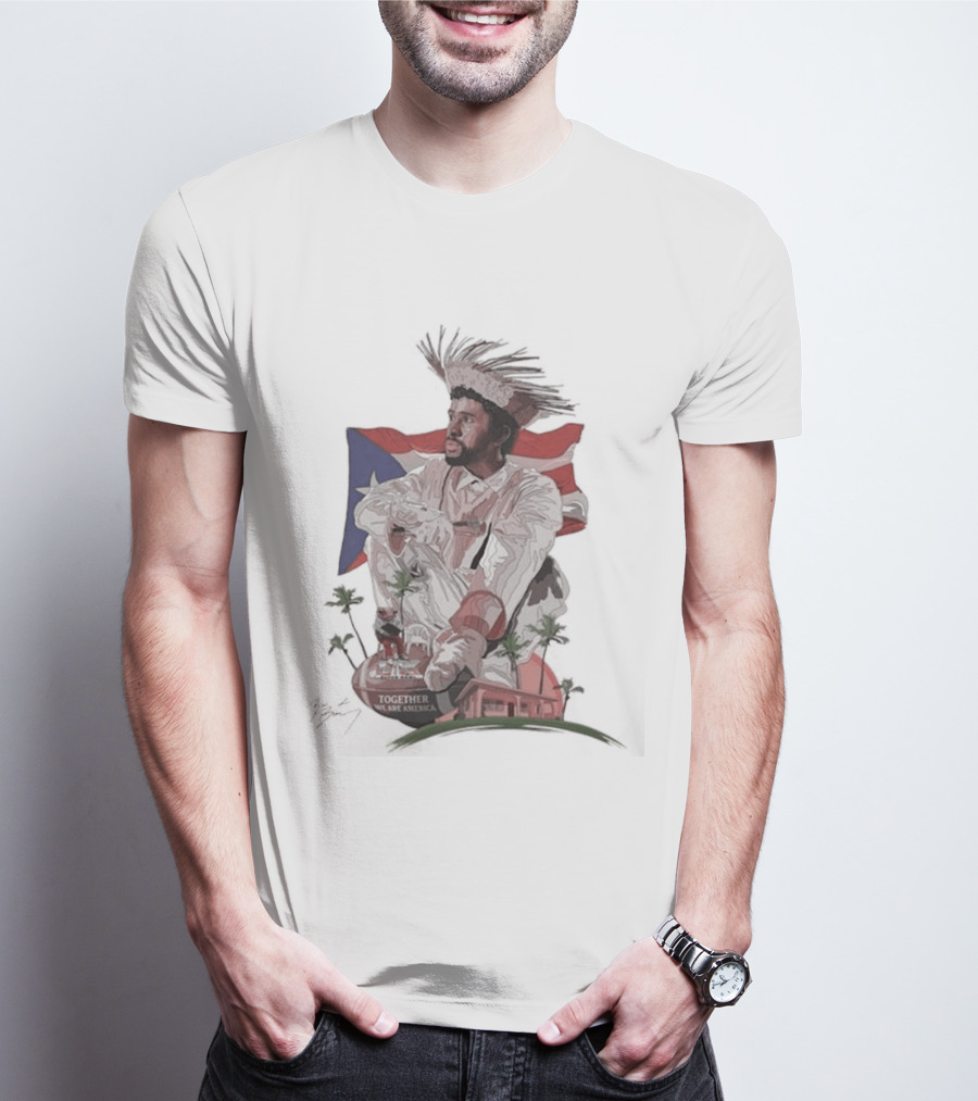 Bad Bunny Together We Are America Puerto Rican Flag Taino T-Shirt