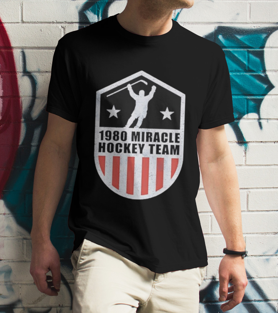 1980 Miracle Hockey Team Stars And Stripes Victory Celebration T-Shirt