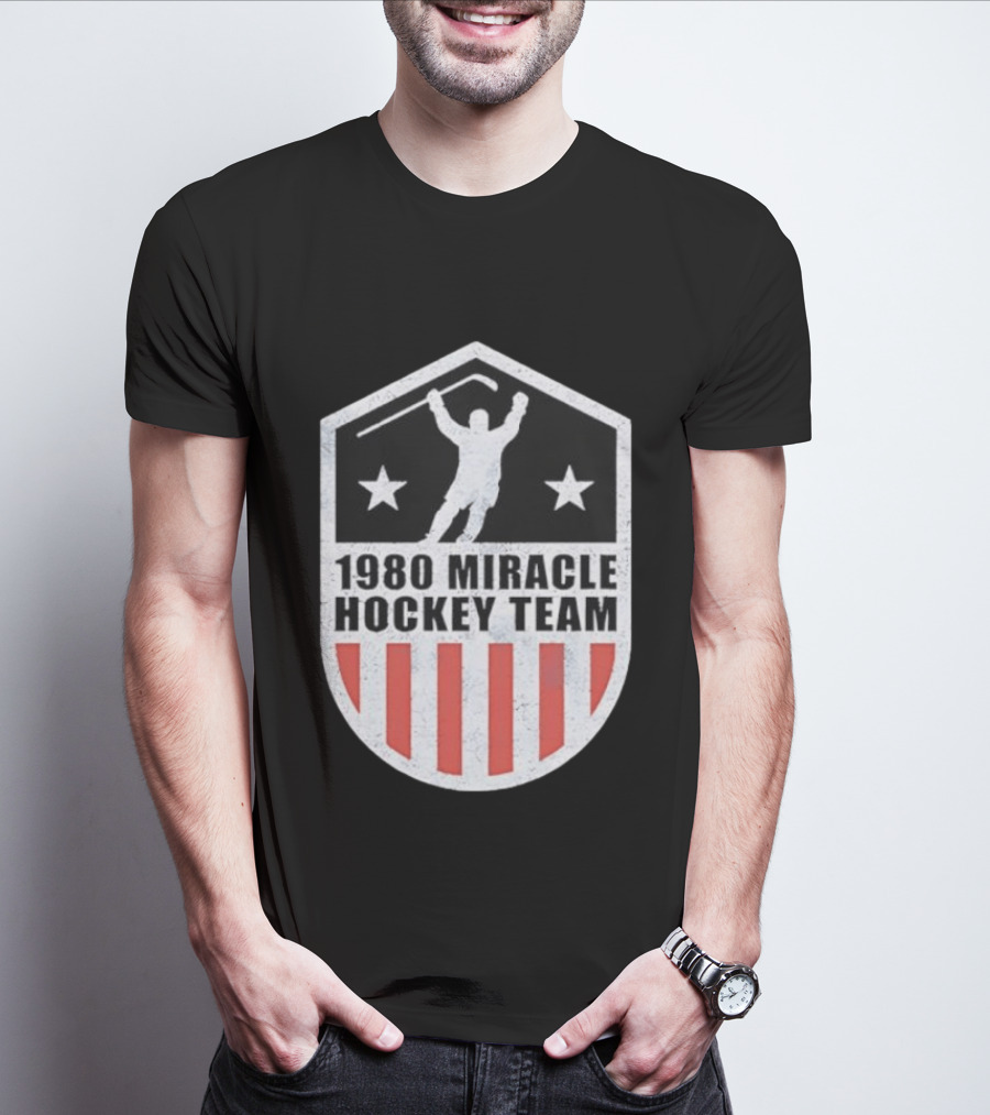 1980 Miracle Hockey Team Stars And Stripes Victory Celebration T-Shirt