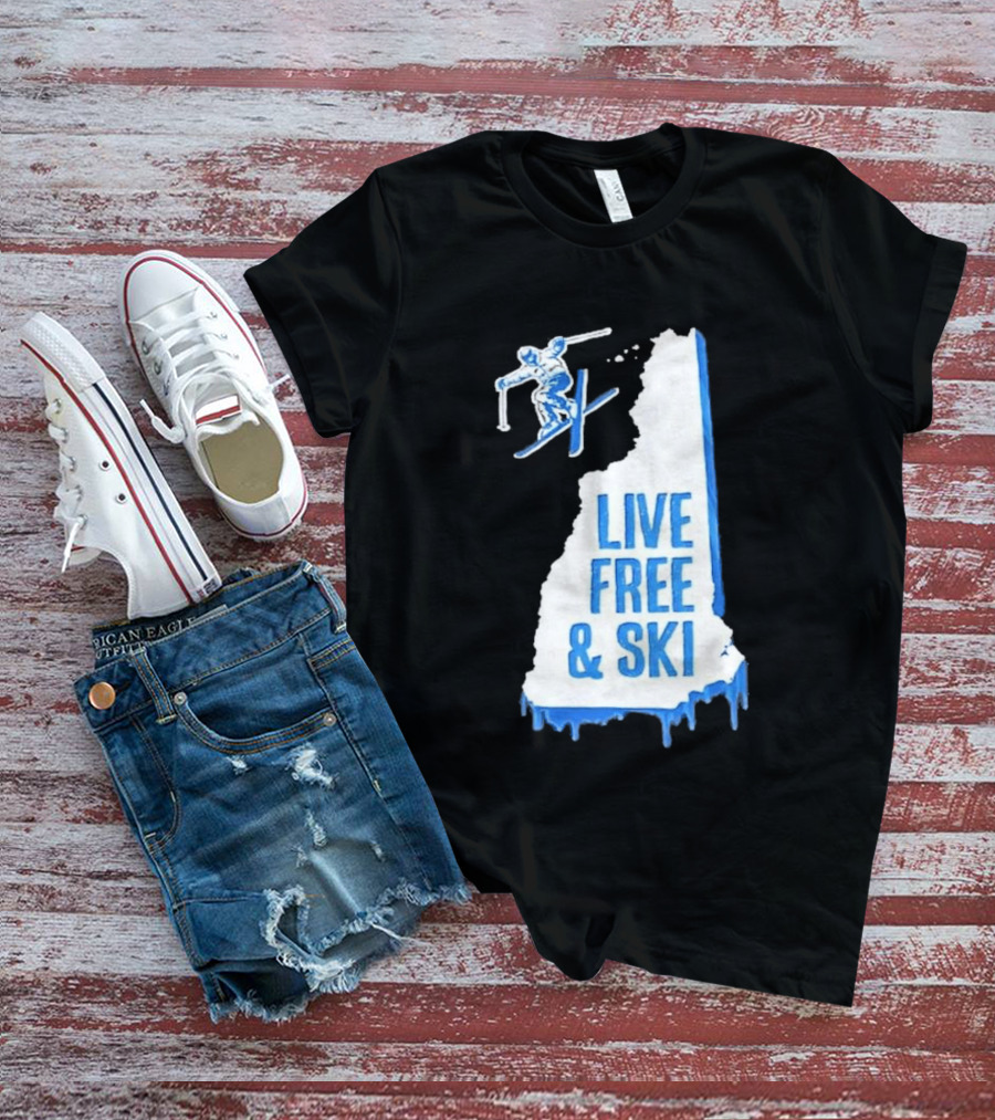 New Hampshire Live Free & Ski Winter Adventure Skiing T-Shirt
