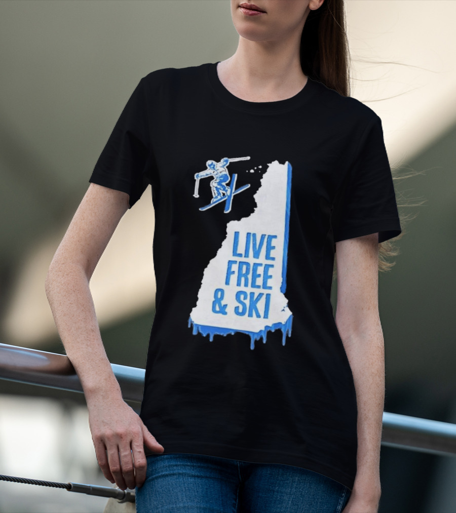 New Hampshire Live Free & Ski Winter Adventure Skiing T-Shirt