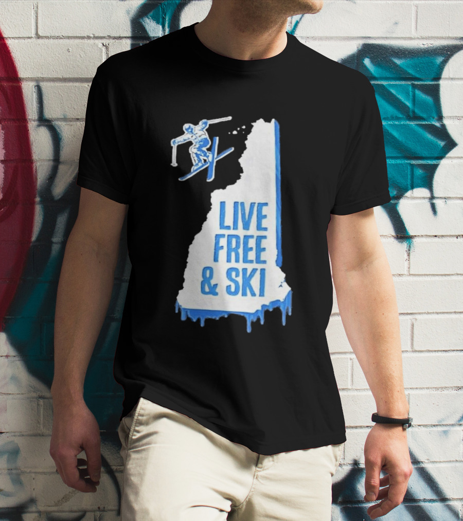 New Hampshire Live Free & Ski Winter Adventure Skiing T-Shirt