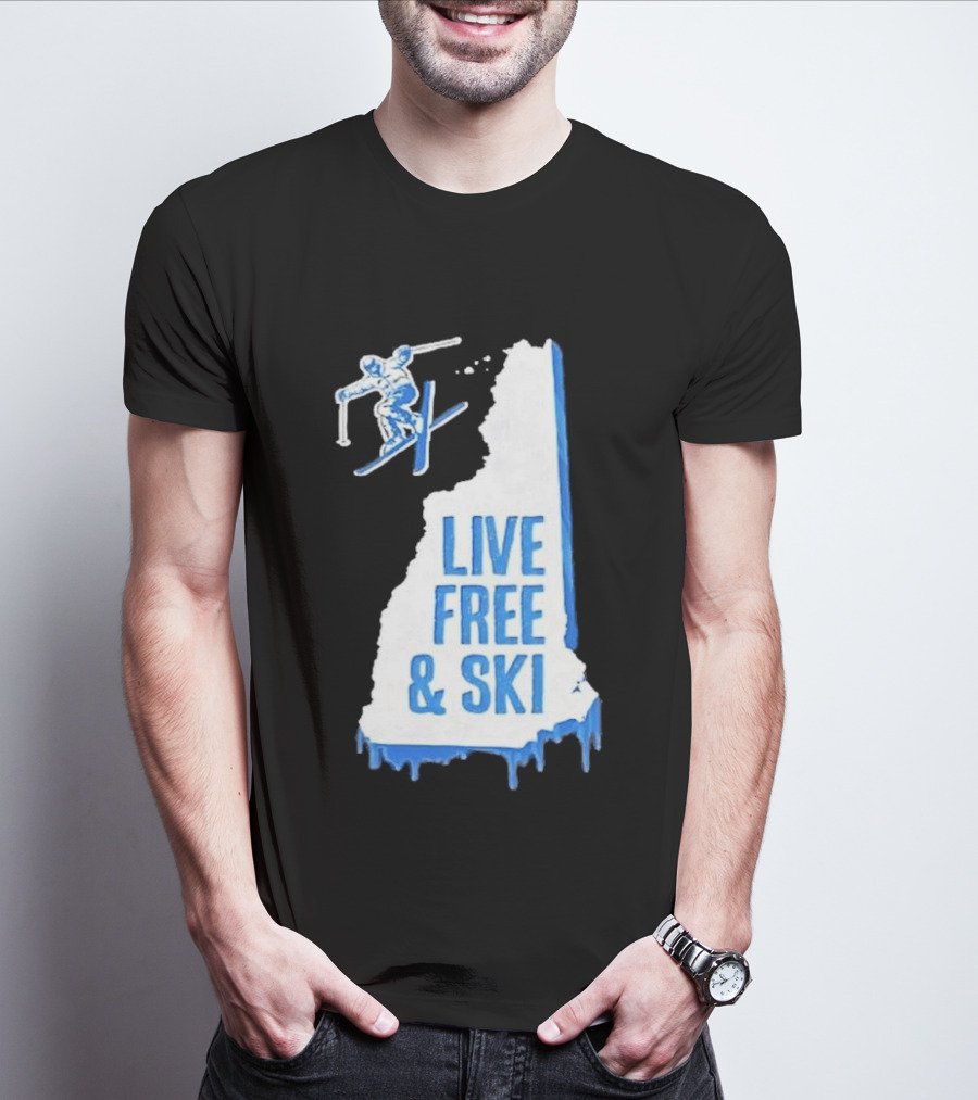 New Hampshire Live Free & Ski Winter Adventure Skiing T-Shirt