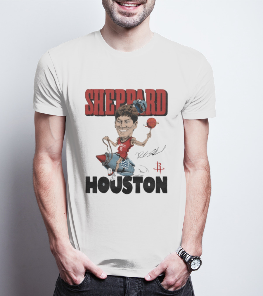 Houston Rockets Sheppard Cartoon Character Rocket T-Shirt