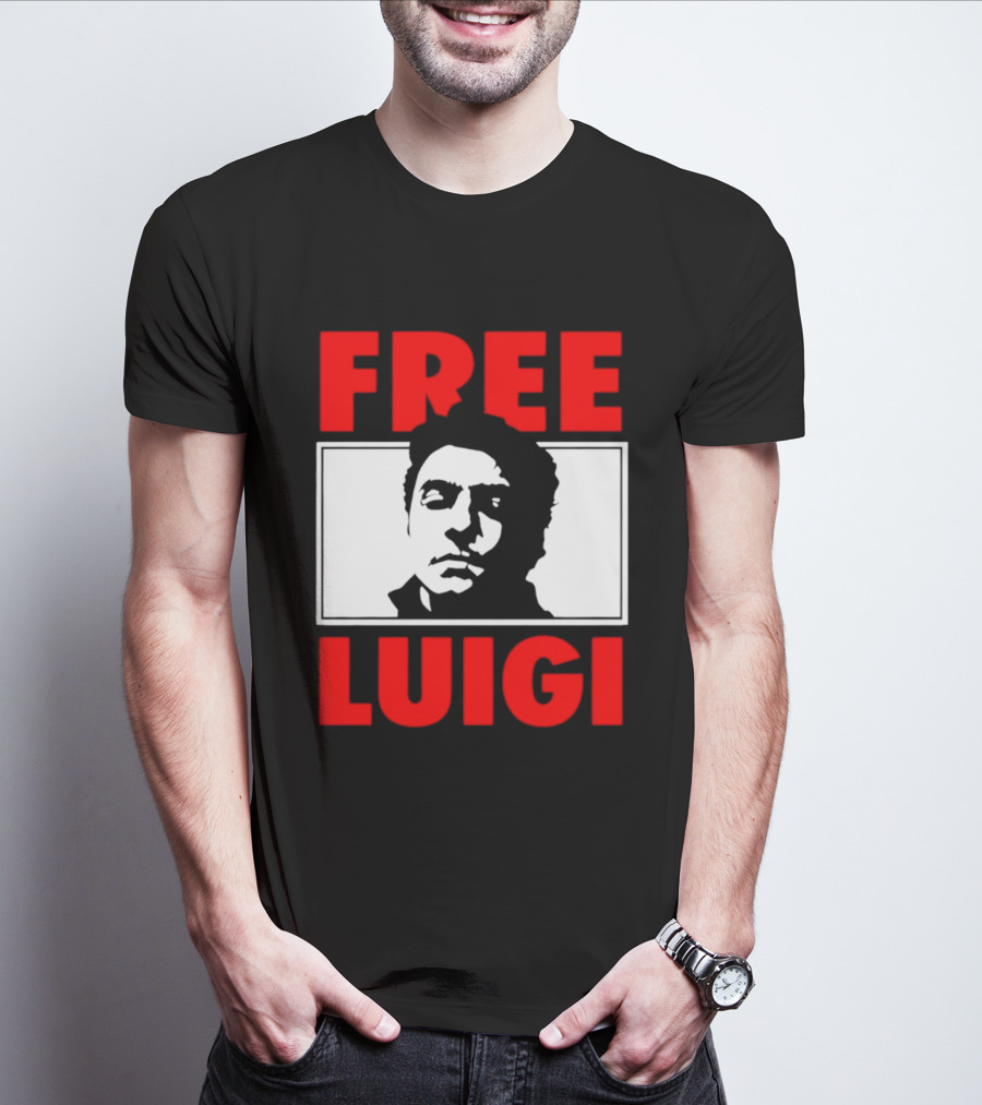 Free Luigi Mangione Shot Face Red T-Shirt
